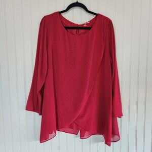 SOFT SURROUNDINGS Red Tulip Hem Lagenlook Blouse Top Large